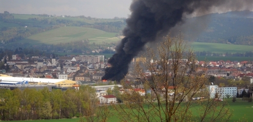 Požár galvanovny v Lanškrouně.