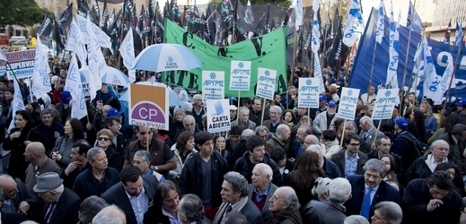 Demonstrace na podporu Argentiny v jejím sporu s USA.