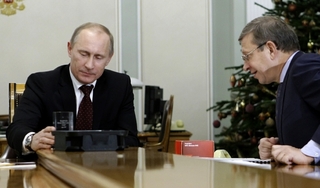 Miliardář Jevtušenkov u Putina v Kremlu.
