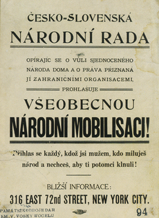 Náborový plakát z roku 1917. Z knihy Dagmar Hájkové Emanuel Voska. Špionážní legenda první světové války.