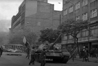 Ukázka z výstavy: Invaze Sovětských tanků v roce 1968.