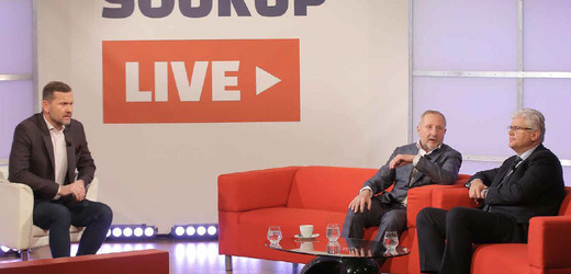 Jaromír Soukup v pořadu Jaromír Soukup Live a jeho hosté.